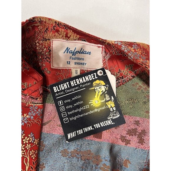 Blight Hernandez One-of-One Vintage Naplian Red Brocade Art Jacket Sz 12 - Picture 2 of 13